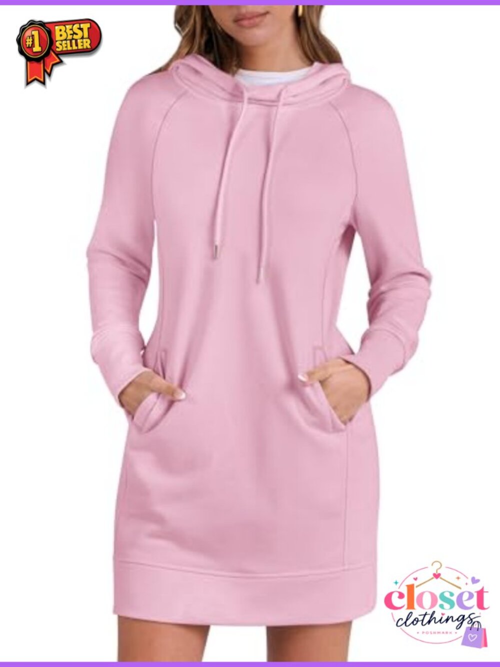 ANRABESS Women's Hoodie Dress Long Sleeve Sweatshirt with Pockets